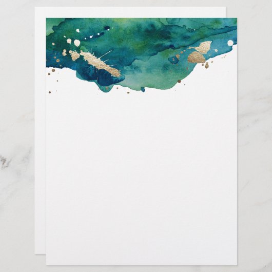Blauw groen en gouden platter letterhead (Voorkant / Achterkant)