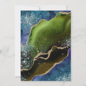 Blauw, groen en goudglitter Agate Quinceanera Kaart (Achterkant)