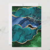 Blauw, groen en goudglitter Agate Quinceanera Kaart (Achterkant)