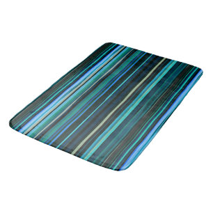 Blauw, groen en grijs Abstract Strepen Badmat