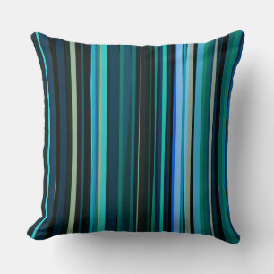 Blauw, groen en grijs Abstract Strepen Kussen