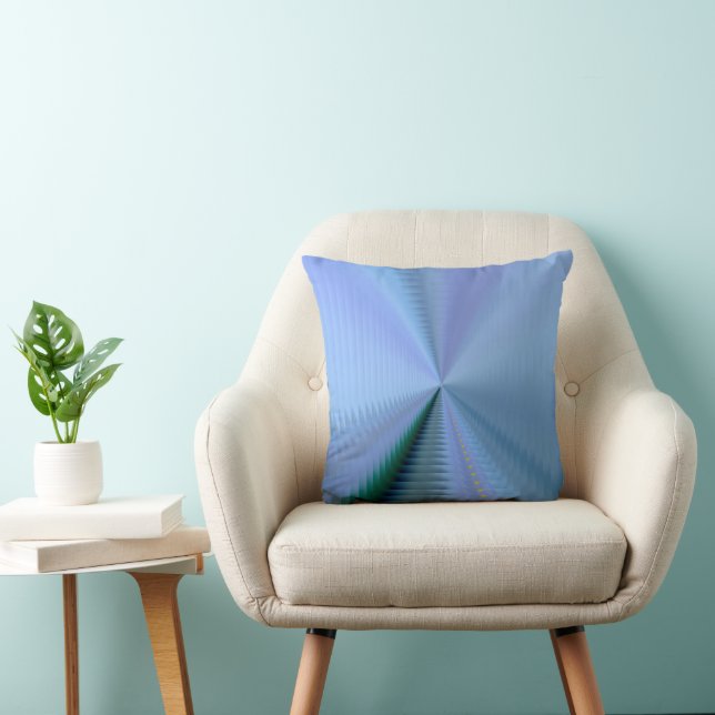 Blauw Groen en Lavendel Whimsical Abstract Bloemmo Kussen (Stoel)