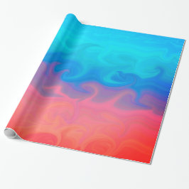 Blauw groen en Oranje abstract design patroon Cadeaupapier
