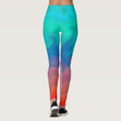 Blauw groen en Oranje abstract ontwerppatroon Leggings (Achterkant)