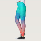 Blauw groen en Oranje abstract ontwerppatroon Leggings (Links)