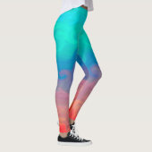 Blauw groen en Oranje abstract ontwerppatroon Leggings (Rechts)