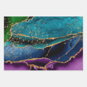 Blauw, groen en Paars Glitter Peacock Agate Inpakpapier Vel (Voorkant 2)