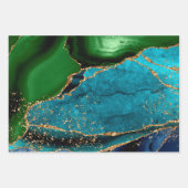 Blauw, groen en Paars Glitter Peacock Agate Inpakpapier Vel (Voorkant)