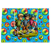 Blauw, groen en rode schijf Golf thema verjaardag Groot Cadeauzakje (Voorkant)