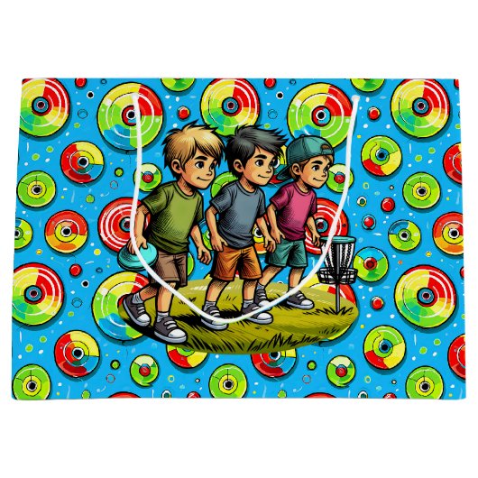 Blauw, groen en rode schijf Golf thema verjaardag Groot Cadeauzakje (Voorkant)