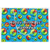 Blauw, groen en rode schijf Golf thema verjaardag Groot Cadeauzakje (Achterkant)