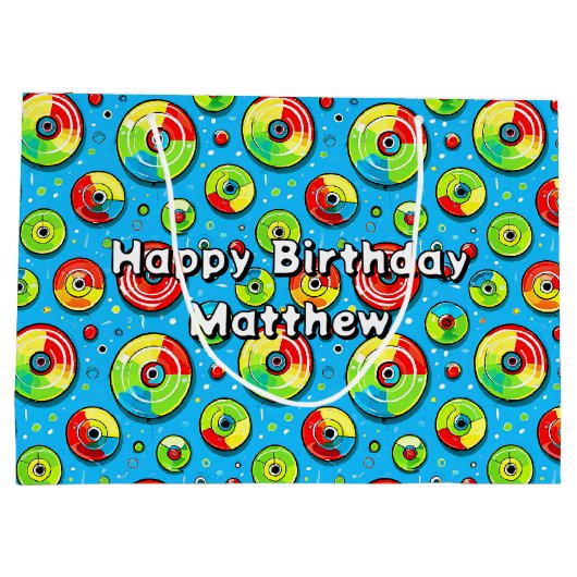 Blauw, groen en rode schijf Golf thema verjaardag Groot Cadeauzakje (Achterkant)