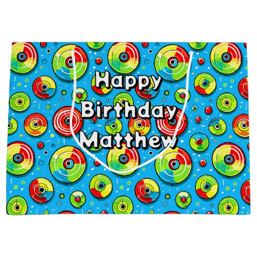 Blauw, groen en rode schijf Golf thema verjaardag Groot Cadeauzakje (Voorkant)