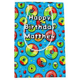 Blauw, groen en rode schijf Golf thema verjaardag Medium Cadeauzakje