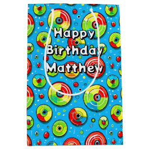 Blauw, groen en rode schijf Golf thema verjaardag Medium Cadeauzakje