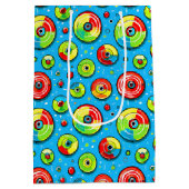 Blauw, groen en rode schijf Golf thema verjaardag Medium Cadeauzakje (Achterkant)