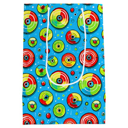 Blauw, groen en rode schijf Golf thema verjaardag Medium Cadeauzakje (Achterkant)