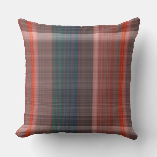 Blauw, Groen en rood Plaid Kussen (Voorkant)