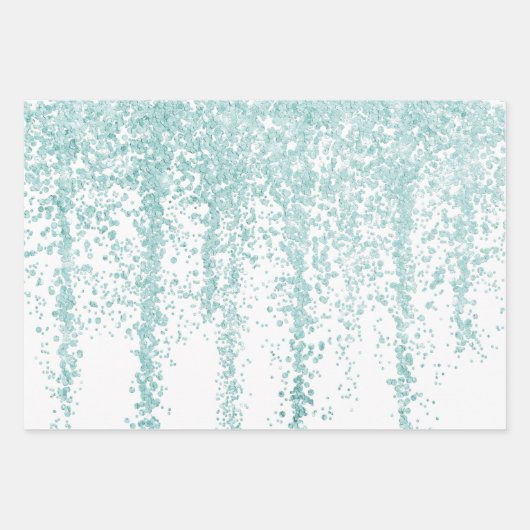 Blauw Groen en Rood Sequin Sparkles Verpakkingsdoc Inpakpapier Vel (Voorkant 2)