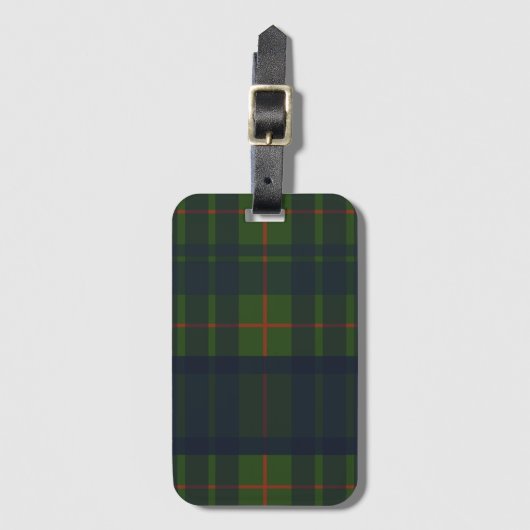 Blauw groen en rood tartan bagagelabel (Voorkant (verticaal))