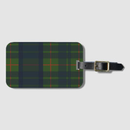 Blauw groen en rood tartan bagagelabel