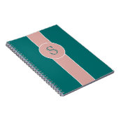 Blauw-Groen en Roos Trending Kleuren Monogram Notitieboek (Rechterzijde)