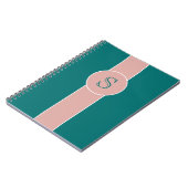 Blauw-Groen en Roos Trending Kleuren Monogram Notitieboek (Linkerzijde)