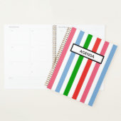 Blauw groen en roze gestreept planner (Display)