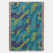 Blauw Groen en Teal Camo Abstract Deken (Voorkant Verticaal)