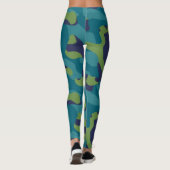 Blauw Groen en Teal Camo Abstract Leggings (Achterkant)