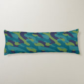 Blauw Groen en Teal Camo Abstract Lichaamskussen (Achterkant)