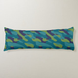 Blauw Groen en Teal Camo Abstract Lichaamskussen