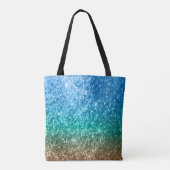 Blauw, groen en toonvormig glitter-ontwerp tote bag (Achterkant)