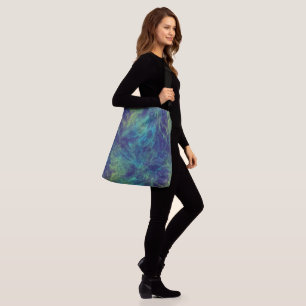 Blauw, groen en turquoise marmer Abstract Crossbody Tas
