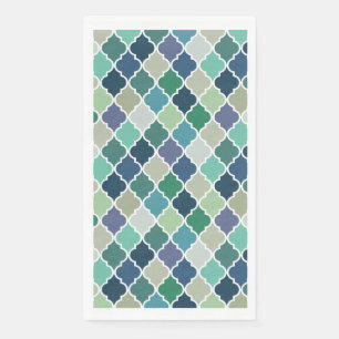 Blauw, groen en turquoise quatrefoil patroon servet