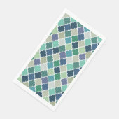 Blauw, groen en turquoise quatrefoil patroon servet (Hoek)