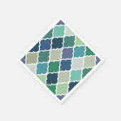 Blauw, groen en turquoise quatrefoil patroon servet (Hoek)