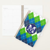 Blauw, groen en wit Argyle gepersonaliseerd Planner (Display)