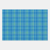 Blauw, groen en wit geruit inpakpapier vel (Voorkant 3)