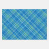 Blauw, groen en wit geruit inpakpapier vel (Voorkant)