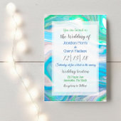 Blauw, groen en wit marmer fluid Art Weddenschap Kaart