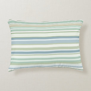 Blauw Groen en witte strepen Accent Kussen