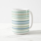 Blauw groen en witte strepen koffiemok (Voorkant rechts)