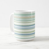 Blauw groen en witte strepen koffiemok (Voorkant links)