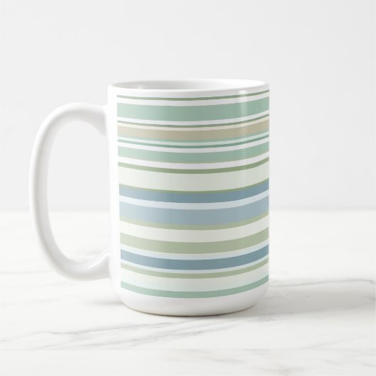 Blauw groen en witte strepen koffiemok (Links)
