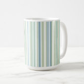 Blauw groen en witte strepen koffiemok (Voorkant rechts)