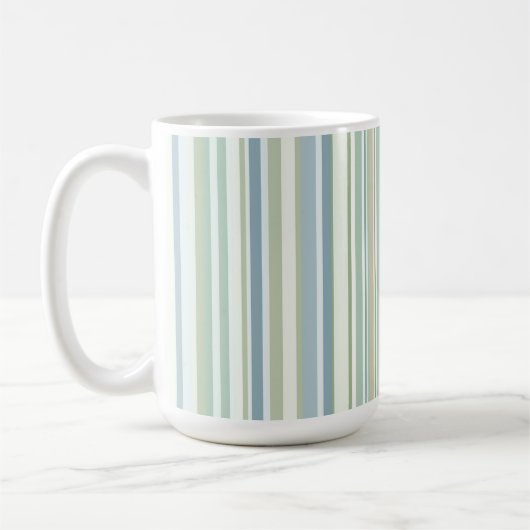 Blauw groen en witte strepen koffiemok (Links)