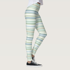Blauw Groen en witte strepen Leggings