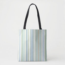 Blauw Groen en witte strepen Tote Bag