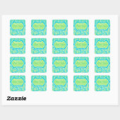 Blauw, Groen, en Witte Striped Damask Sticker (Vel)